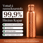 Kansya®-vottaðar vatnsflöskur úr hreinum kopar – V2, handhamraðar