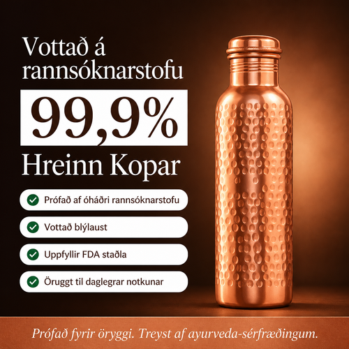 Kansya®-vottaðar vatnsflöskur úr hreinum kopar – V2, handhamraðar