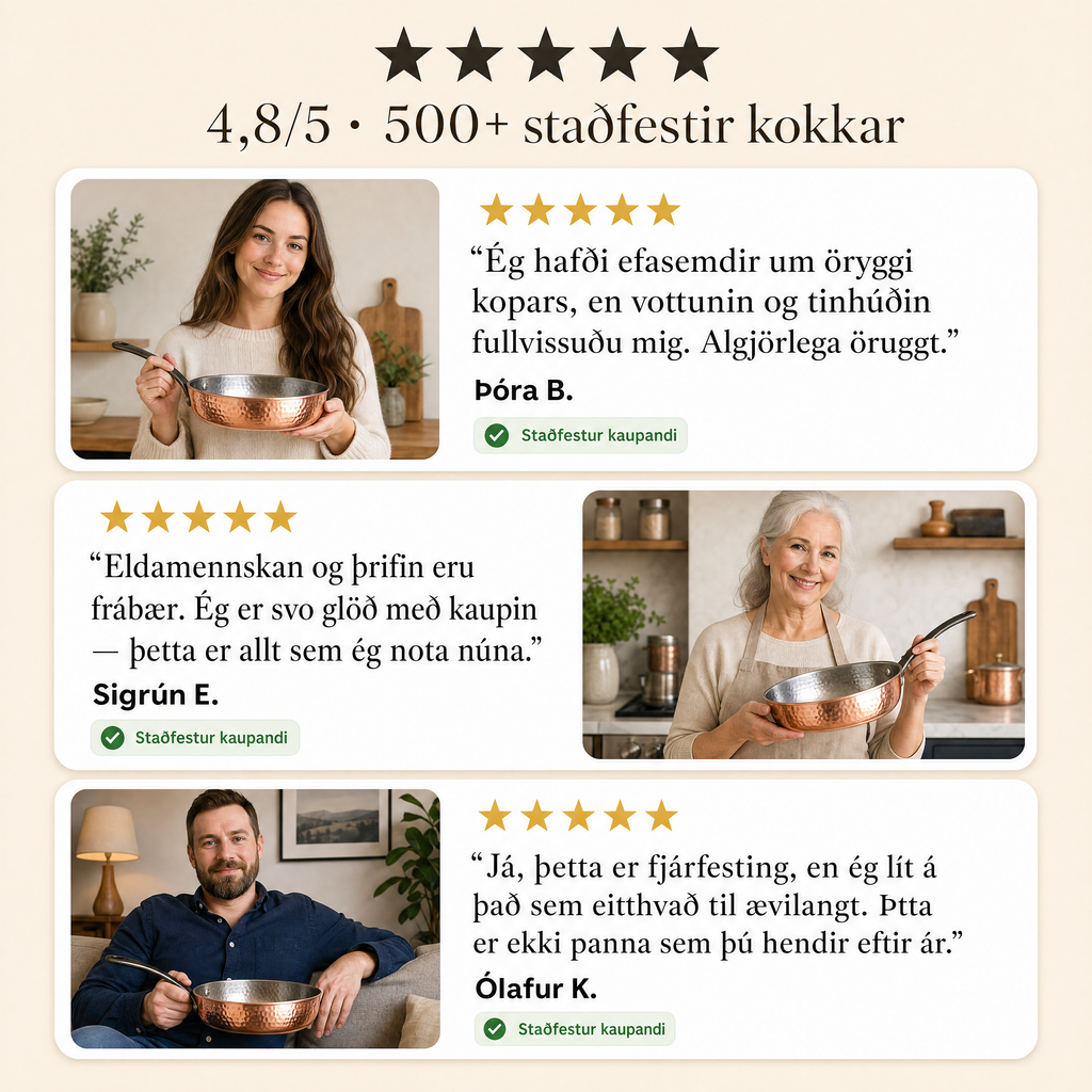 Vottaður® Kansya Pan Pro 2.0 panna úr hreinum kopar