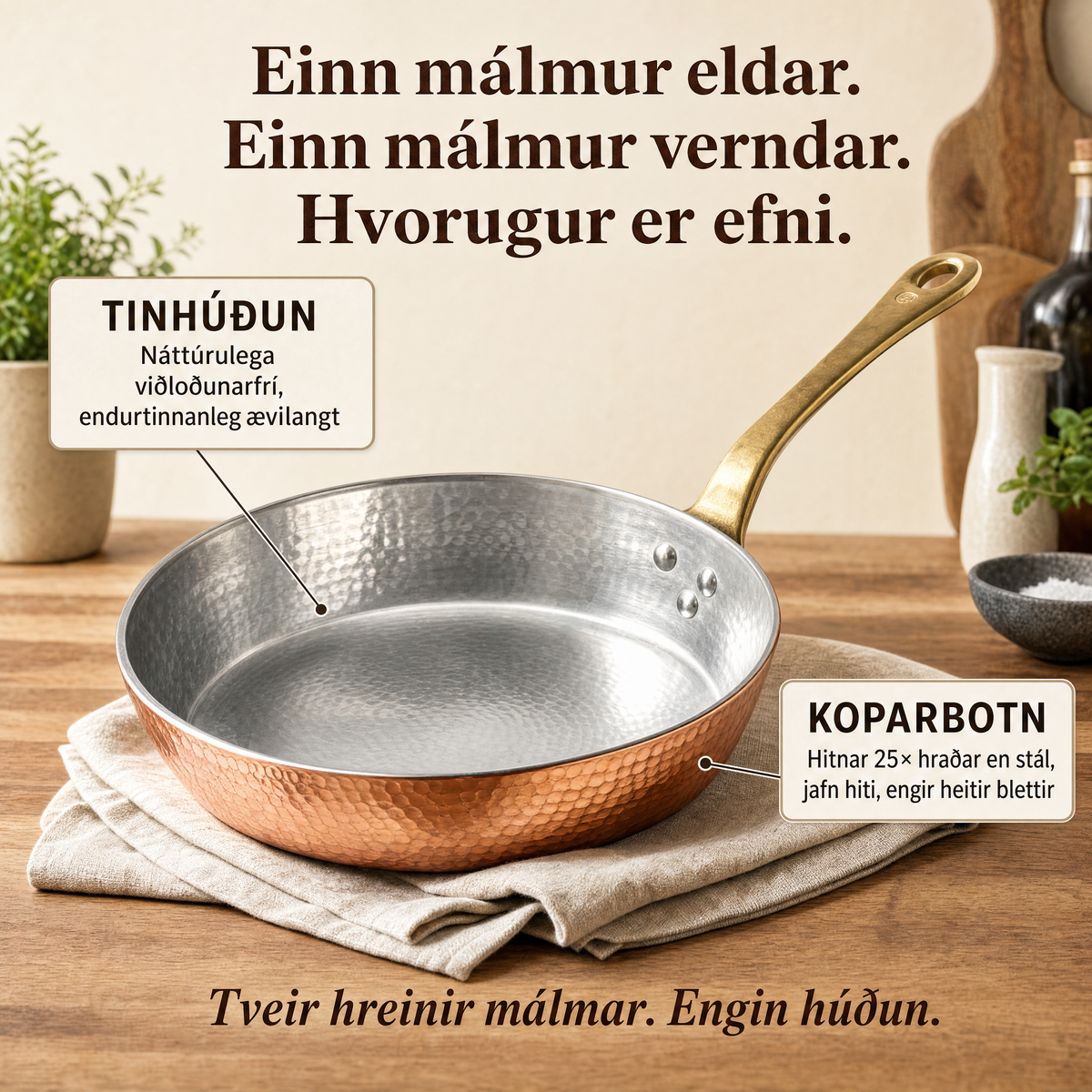 Vottaður® Kansya Pan Pro 2.0 panna úr hreinum kopar