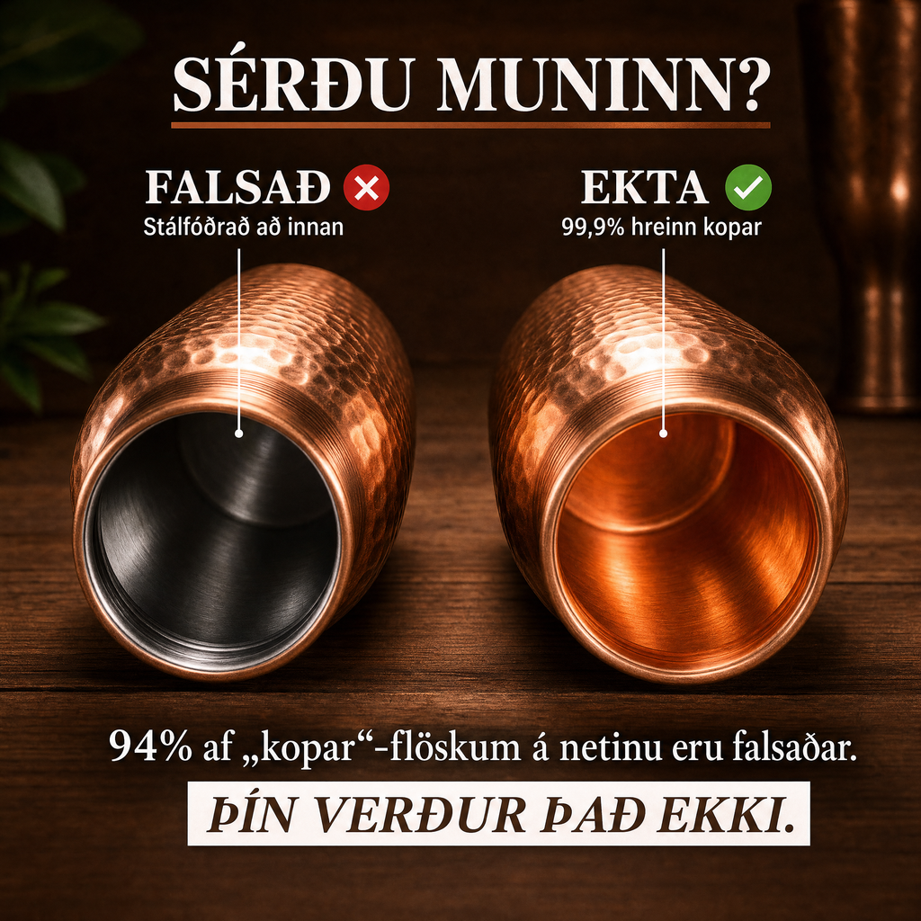 Kansya®-vottaðar vatnsflöskur úr hreinum kopar – V2, handhamraðar